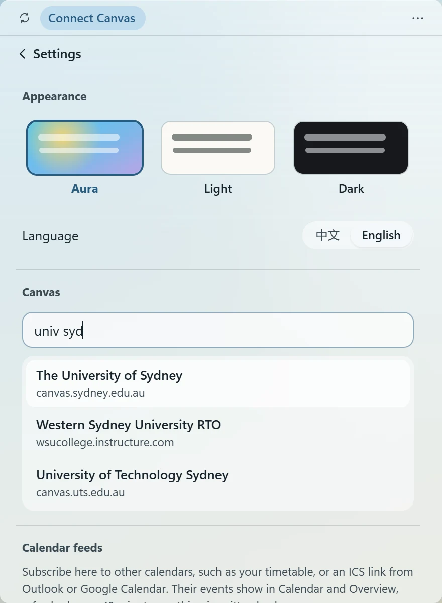 Typing the school name to find its Canvas