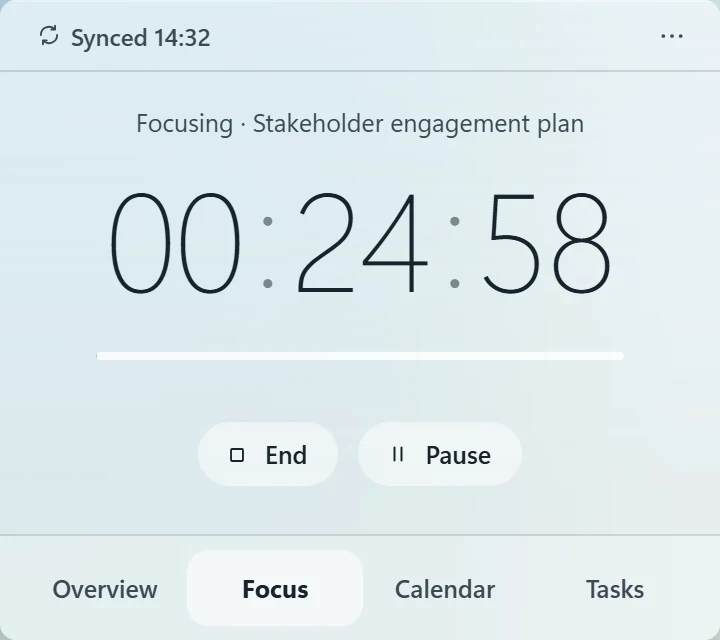 Focus timer linked to an assignment